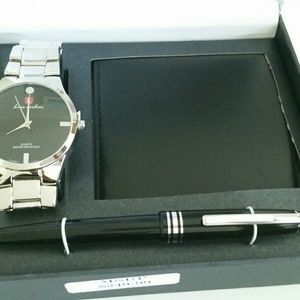 Men's Stainless Luis Cardini Watch Wallet Pen Set